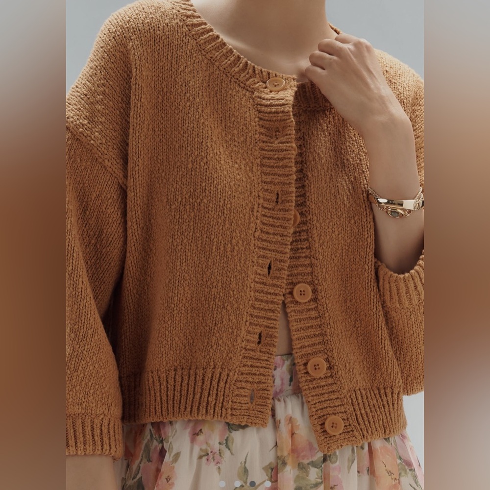 Maeve (Anthropologie) Women's Copper Sweater Cardigan Size L - Picture 2 of 8
